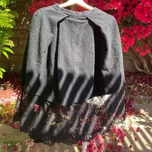 Black lace trim midi A-line skirt below knee - 9